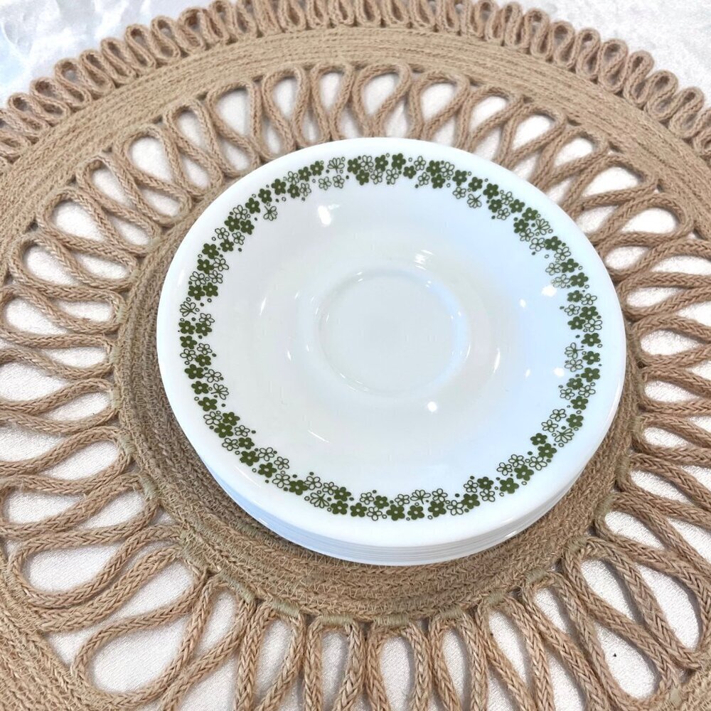 Vintage 1970s Corelle Crazy Daisy/Spring Blossom Saucers Set of Eight